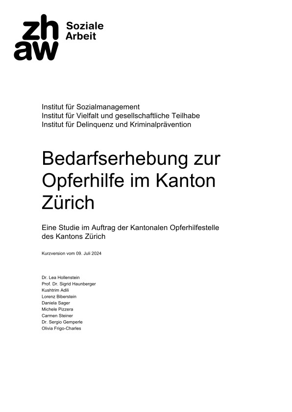 Bedarfserhebung zur Opferhilfe im Kanton Zürich (Kurzbericht)
