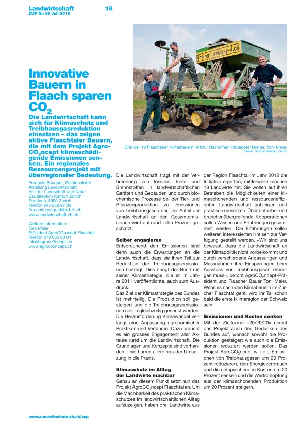 Zürcher Umweltpraxis 85: Innovative Bauern in Flaach sparen CO2