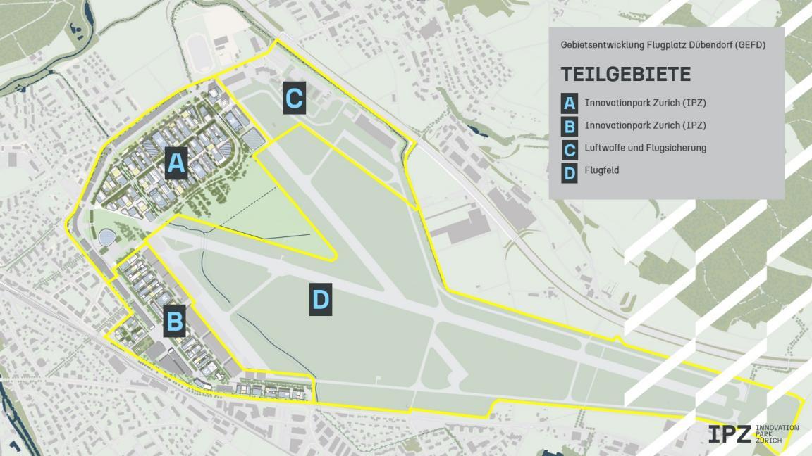 Grafik zur Entwicklung der Teilgebiete Flugplatz Dübendorf