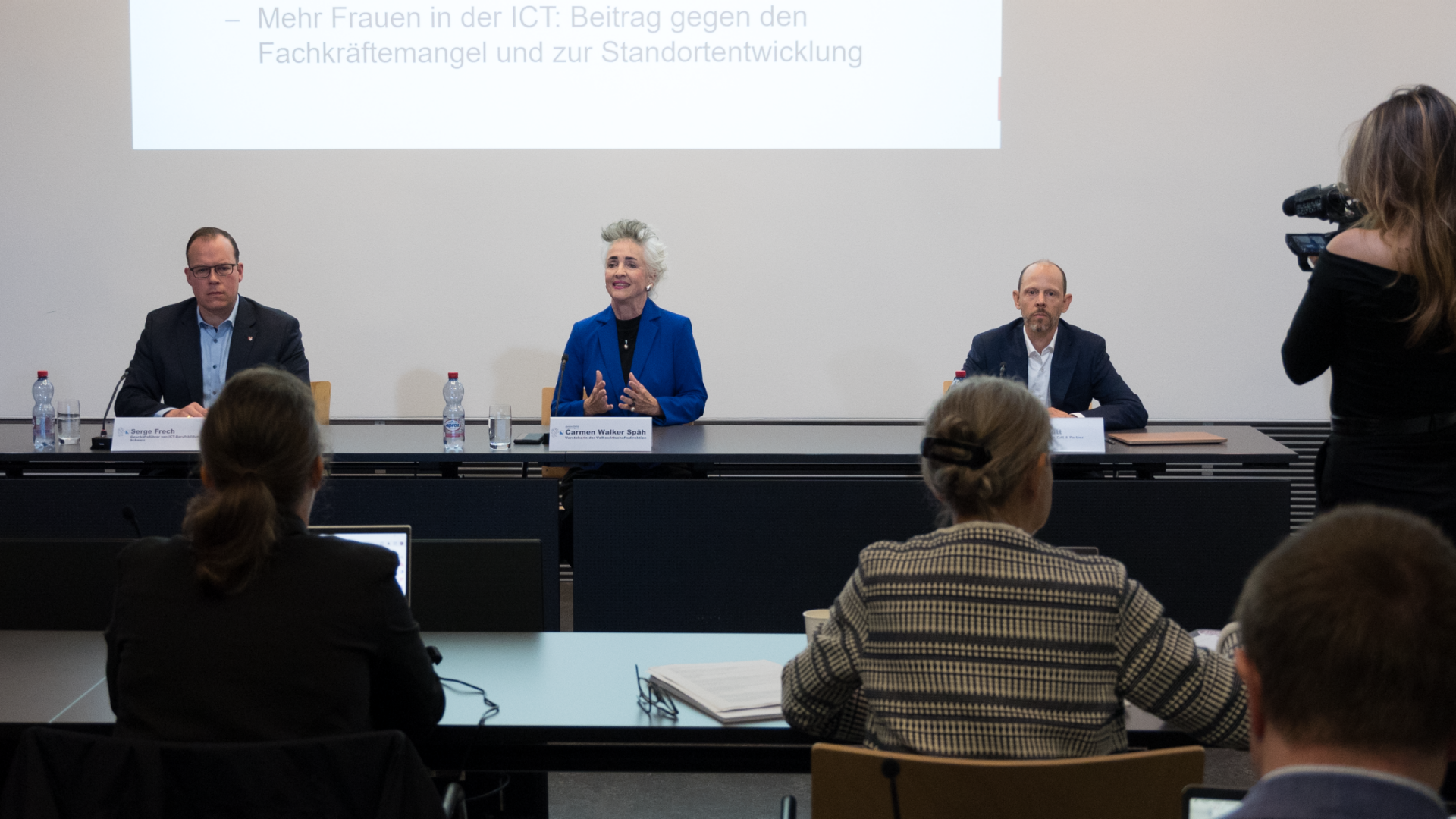 Medienkonferenz  mit Regierungsrätin Carmen Walker Späh, Philipp Zutt und  Serge Frech